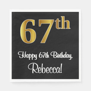 67th Birthday ~ Elegant Luxurious Faux Gold Look # Napkin