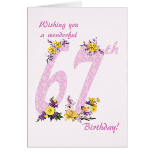 67th Birthday Flower Decorated Numbers
