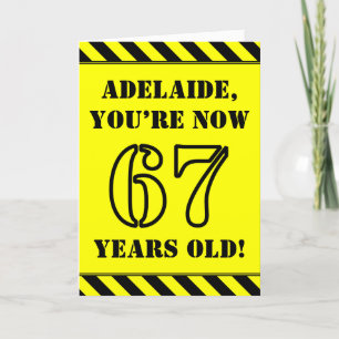 67th Birthday: Fun Stencil Style Text, Custom Name Card