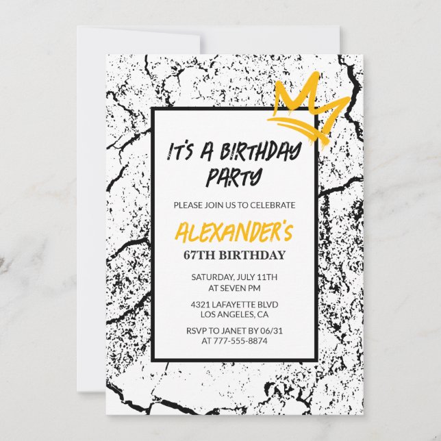 67th birthday invitation Men Graffiti  (Front)