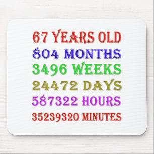67th Birthday Milestones Mouse Pad