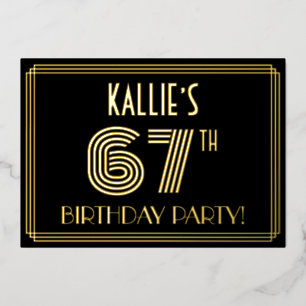 67th Birthday Party — Art Deco Style “67” + Name
