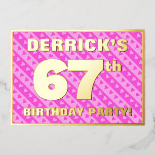 67th Birthday Party — Fun Pink Hearts and Stripes