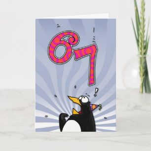 67th Birthday - Penguin Surprise Card