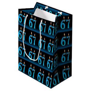 67th birthday with eyeball candles medium gift bag