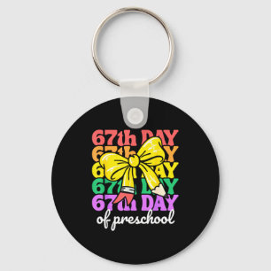 67th Day Of Preschool Girls Coquette Bow 67 Days O Keychain