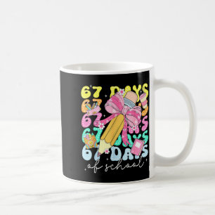 67th Day Of School 67 Days Pencil Coquette Bow Mem Coffee Mug