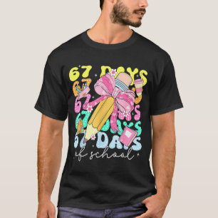 67th Day Of School 67 Days Pencil Coquette Bow Mem T-Shirt