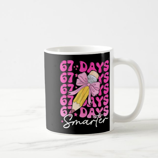 67th Day Of School 67 Days Smarter Coquette Bow Si Coffee Mug (Right)