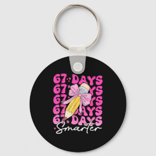 67th Day Of School 67 Days Smarter Coquette Bow Si Keychain