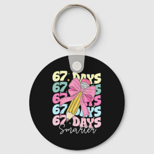 67th Day Of School 67 Days Smarter Coquette Bow Te Keychain