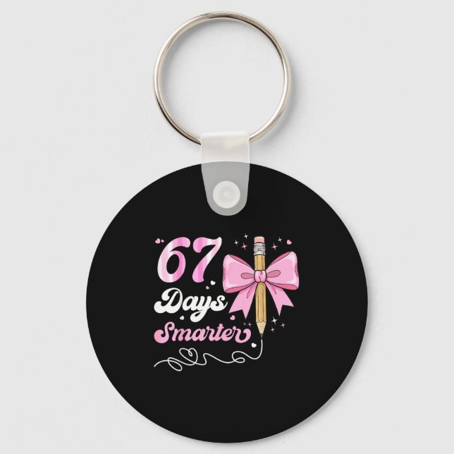 67th Day Of School 67 Days Smarter Coquette Bow Te Keychain (Front)