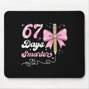 67th Day Of School 67 Days Smarter Coquette Bow Te Mouse Pad