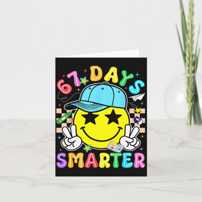 67th Day Of School 67 Days Smarter Teacher Boy Gir Card (Front)