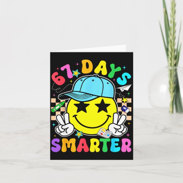 67th Day Of School 67 Days Smarter Teacher Boy Gir Card (Front)