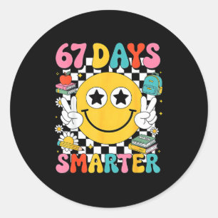 67th Day Of School 67 Days Smarter Teacher Classic Round Sticker