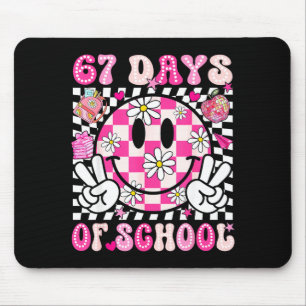 67th Day Of School 67 Days Smarter Teacher Girl Wo Mouse Pad