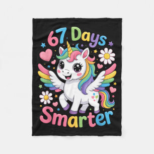 67th Day Of School 67 Days Smarter Unicorn Teacher Fleece Blanket