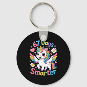 67th Day Of School 67 Days Smarter Unicorn Teacher Keychain