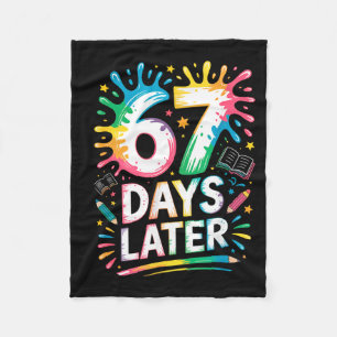 67th Day Of School 67 Meme Teacher Student 67 Days Fleece Blanket