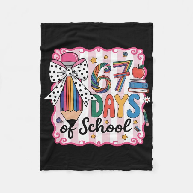67th Day Of School 67 Six Seven Math Teacher  Fleece Blanket (Front)
