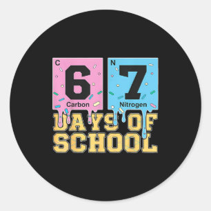 67th Day Of School Chemical Eements Teacher Boy Gi Classic Round Sticker