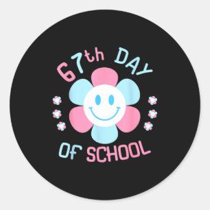 67th Day Of School Funny 100th Of School Students Classic Round Sticker