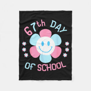 67th Day Of School Funny 100th Of School Students Fleece Blanket