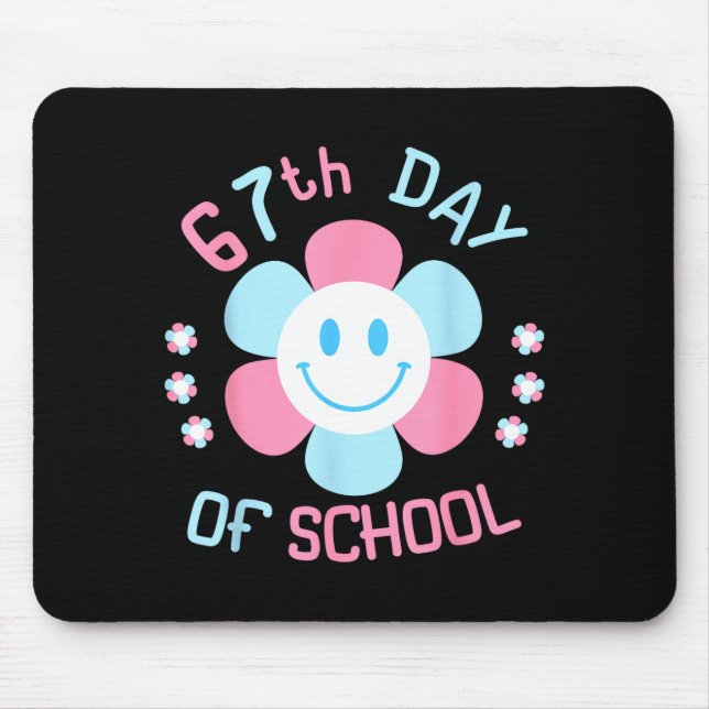 67th Day Of School Funny 100th Of School Students  Mouse Pad (Front)