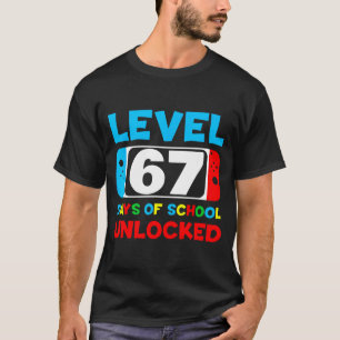 67th Day Of School Gamer Level 67 Days Unlocked 6 T-Shirt