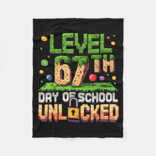 67th Day Of School Gamer Level Unlocked 100 Days O Fleece Blanket