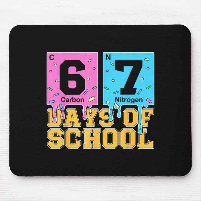 67th Day Of School Kids Funny Meme Six Seven Perio Mouse Pad (Front)