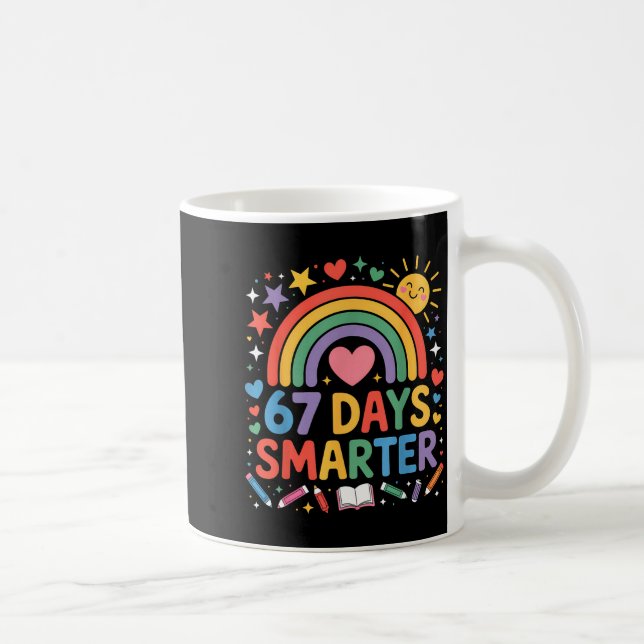 67th Day Of School Meme 67 Days Smarter Rainbow Ki Coffee Mug (Right)