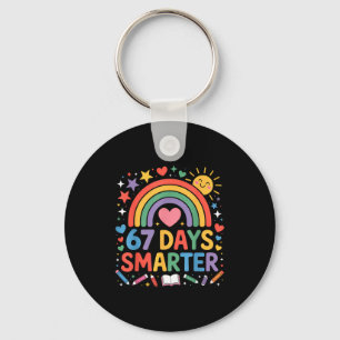 67th Day Of School Meme 67 Days Smarter Rainbow Ki Keychain