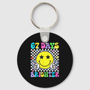 67th Day Of School Shirt 67 Days Brighter Teacher Keychain