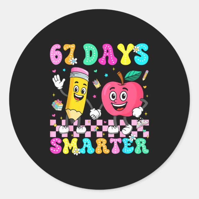 67th Day Of School Shirt 67 Days Smarter Teacher B Classic Round Sticker (Front)