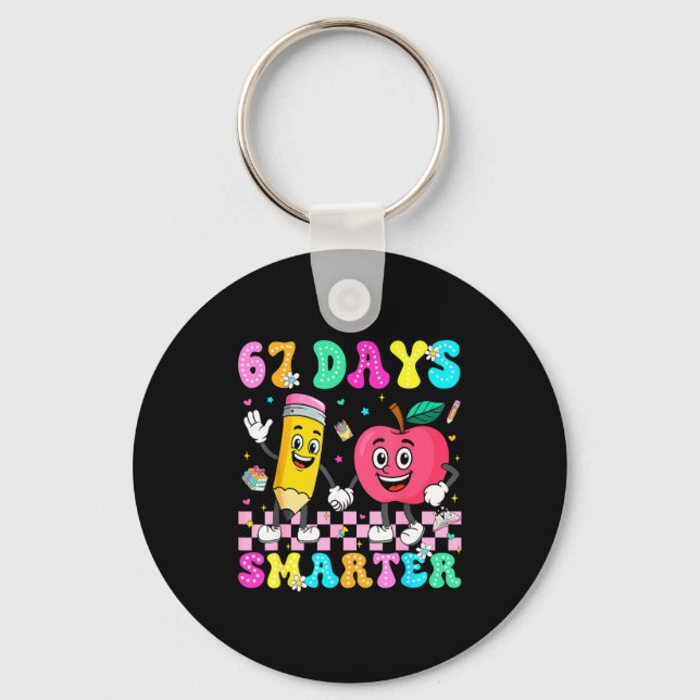67th Day Of School Shirt 67 Days Smarter Teacher B Keychain (Front)