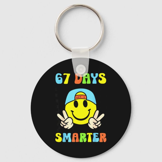 67th Day Of School Shirt 67 Days Smarter Teacher B Keychain (Front)