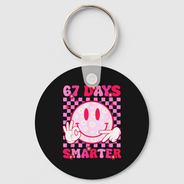 67th Day Of School Shirt 67 Days Smarter Teacher B Keychain (Front)