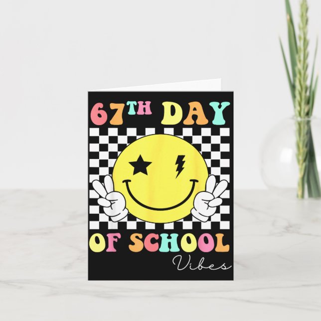 67th Day Of School Smile Face 67 Six Seven Meme Gi Card (Front)