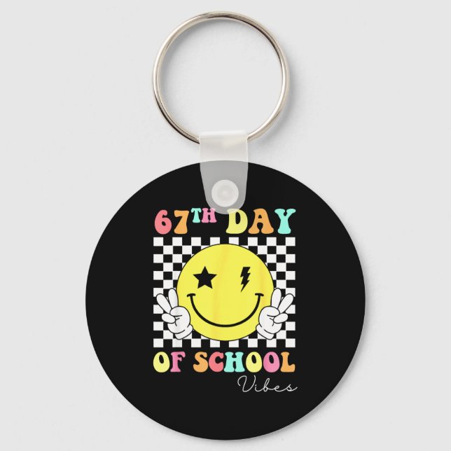 67th Day Of School Smile Face 67 Six Seven Meme Gi Keychain (Front)