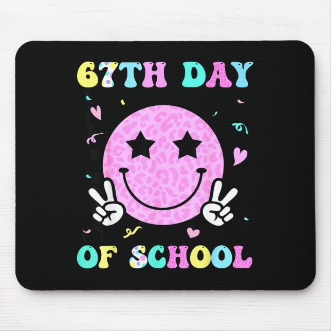 67th Day Of School Smile Face Six Seven Meme Girls Mouse Pad (Front)