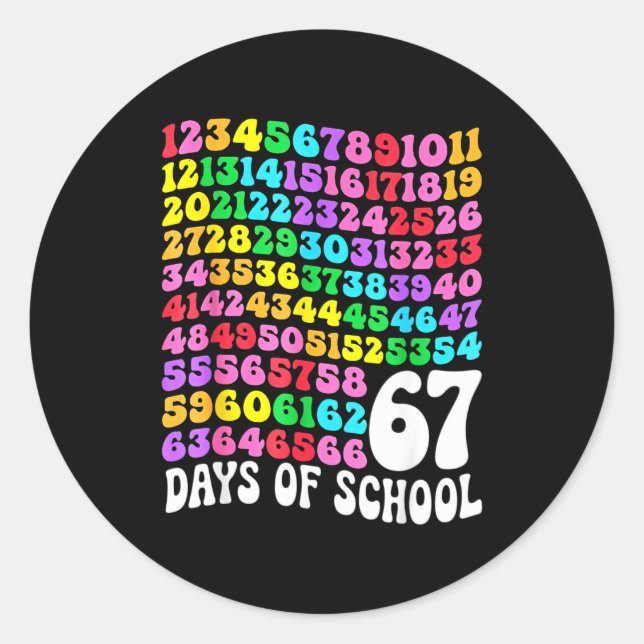 67th Day Of School Teacher 67 Days Math Numbers  Classic Round Sticker (Front)