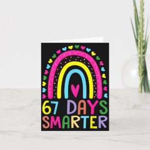 67th Day Of School Teacher 67 Days Smarter Rainbow Card