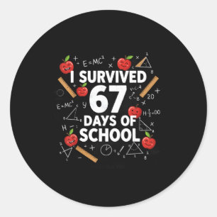 67th Day Of School Teacher Kids 67 Math Numbers 10 Classic Round Sticker