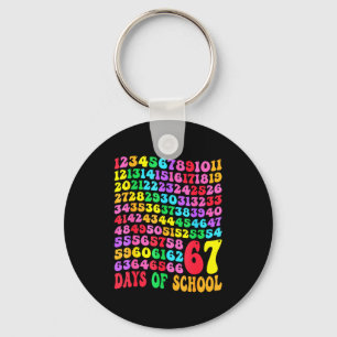 67th Day Of School Teacher Kids 67 Math Numbers 10 Keychain