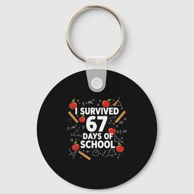 67th Day Of School Teacher Kids 67 Math Numbers 10 Keychain (Front)