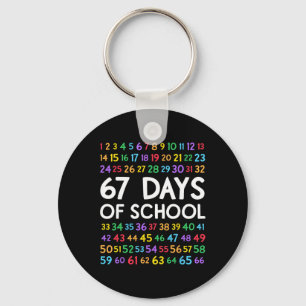 67th Day Of School Teacher Kids 67 Math Numbers 10 Keychain