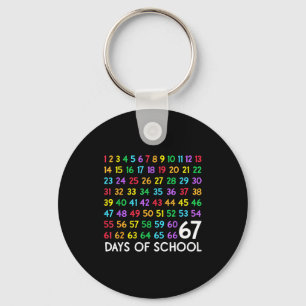 67th Day Of School Teacher Kids 67 Math Numbers 10 Keychain