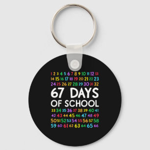 67th Day Of School Teacher Kids 67 Math Numbers 10 Keychain